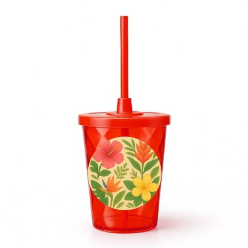 Copo Twister Personalizado 300ml Flores Tropicais