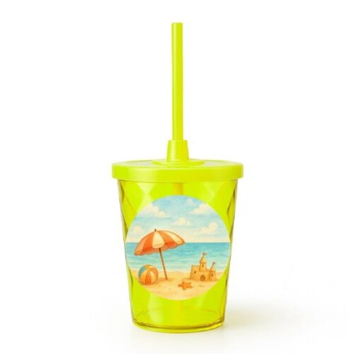 Copo Twister Personalizado 300ml Mar e Praia Aquarela