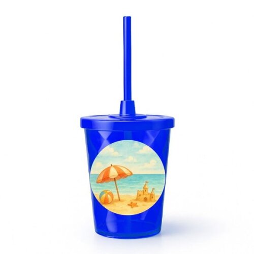 Copo Twister Personalizado 300ml Mar e Praia Aquarela