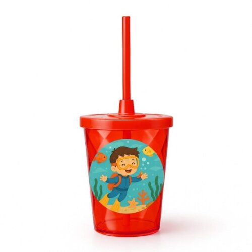 Copo Twister Personalizado 300ml Menino Mergulhador