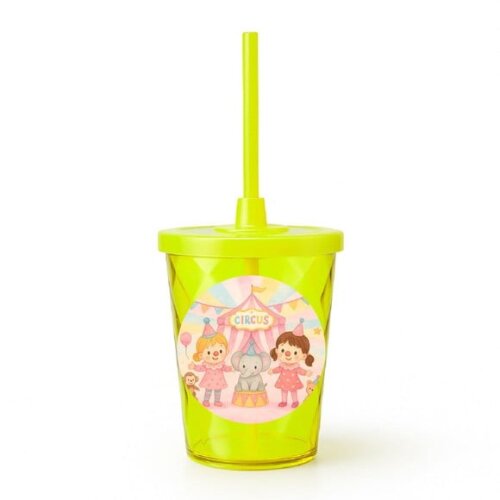 Copo Twister Personalizado 300ml Palhacinhas Aquarela