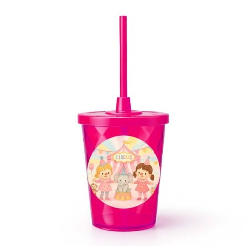 Copo Twister Personalizado 300ml Palhacinhas Aquarela