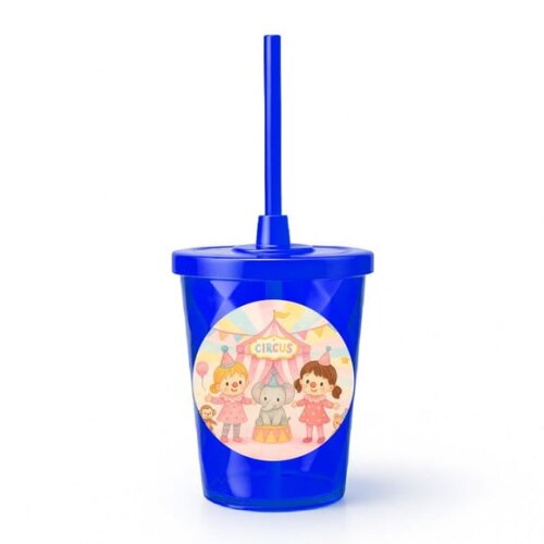 Copo Twister Personalizado 300ml Palhacinhas Aquarela