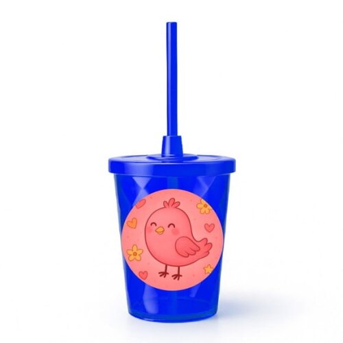 Copo Twister Personalizado 300ml Passarinho Rosa