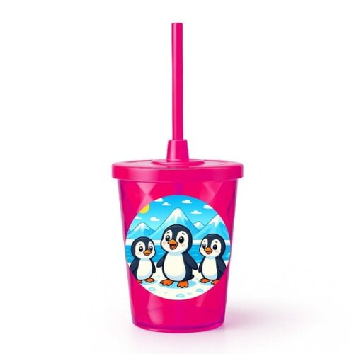 Copo Twister Personalizado 300ml Pinguins