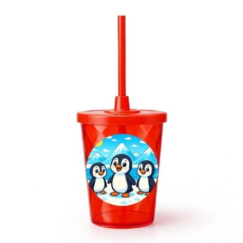 Copo Twister Personalizado 300ml Pinguins