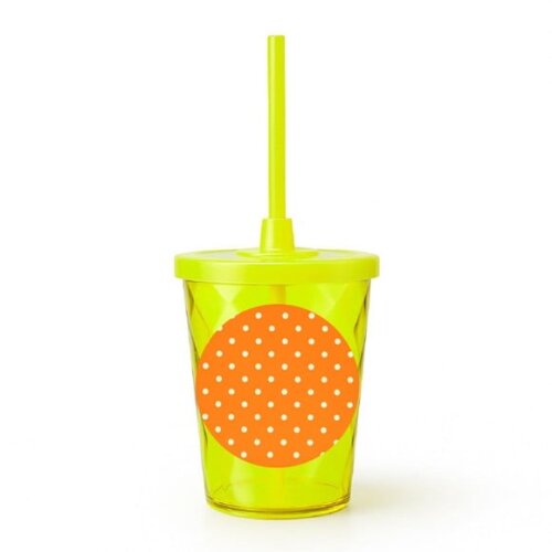 Copo Twister Personalizado 300ml Poá Laranja