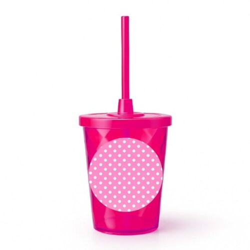 Copo Twister Personalizado 300ml Poá Rosa Pink