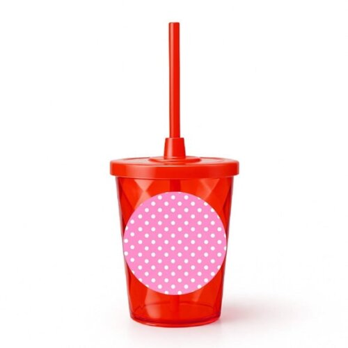 Copo Twister Personalizado 300ml Poá Rosa Pink