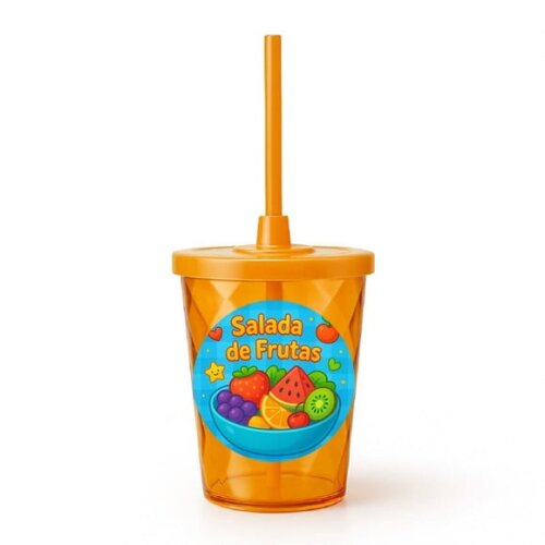 Copo Twister Personalizado 300ml Salada de Frutas