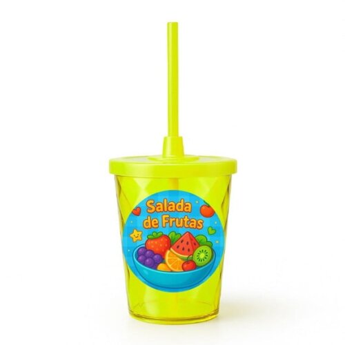Copo Twister Personalizado 300ml Salada de Frutas