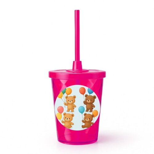 Copo Twister Personalizado 300ml Ursinhos com Balões
