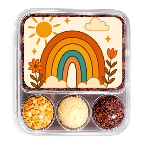 Embalagem Bolo Docinhos Personalizada Arco-íris Boho