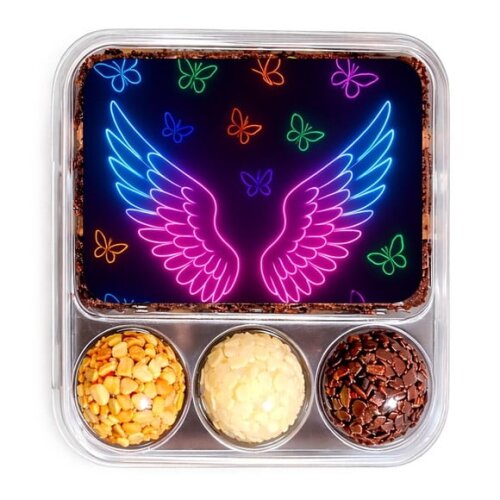 Embalagem Bolo Docinhos Personalizada Asas Neon