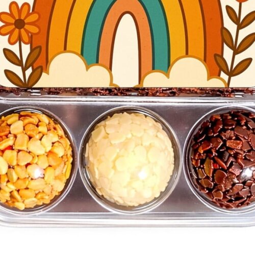 Embalagem Bolo Docinhos Personalizada Arco-íris Boho