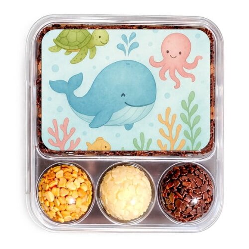 Embalagem Bolo Docinhos Personalizada Baleia Aquarela
