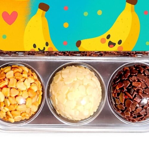 Embalagem Bolo Docinhos Personalizada Bananas Divertidas