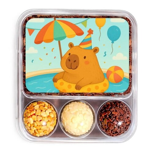 Embalagem Bolo Docinhos Personalizada Capivara Pool Party