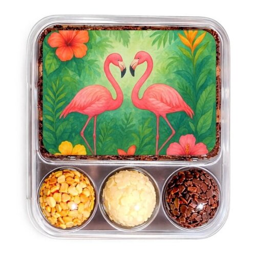Embalagem Bolo Docinhos Personalizada Flamingo Aquarela
