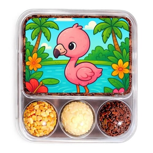 Embalagem Bolo Docinhos Personalizada Flamingo Baby
