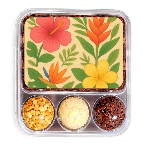 Embalagem Bolo Docinhos Personalizada Flores Tropicais