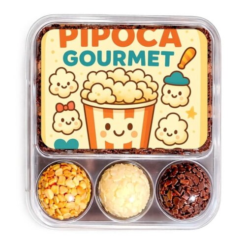 Embalagem Bolo Docinhos Personalizada Pipoca Gourmet Kids