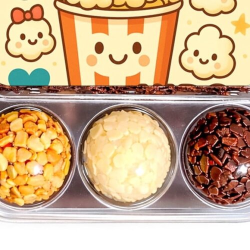 Embalagem Bolo Docinhos Personalizada Pipoca Gourmet Kids