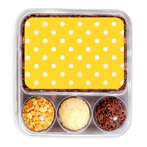 Embalagem Bolo Docinhos Personalizada Poá Amarelo