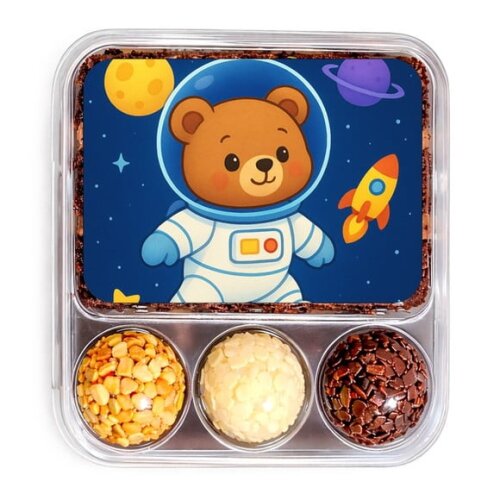 Embalagem Bolo Docinhos Personalizada Ursinho Astronauta