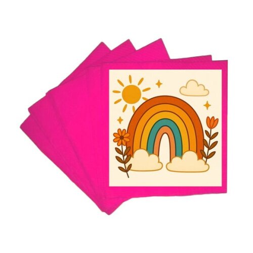 Guardanapo de Papel Personalizado Arco-íris Boho