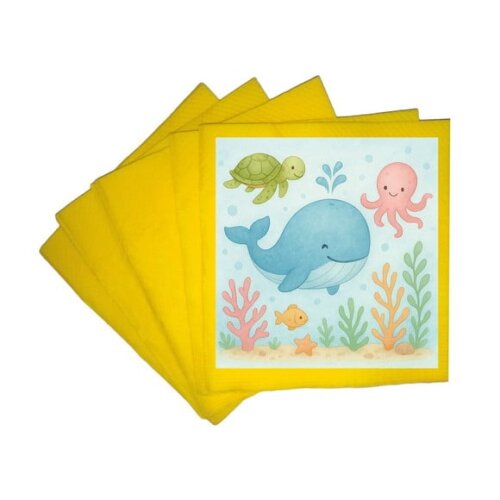 Guardanapo de Papel Personalizado Baleia Aquarela
