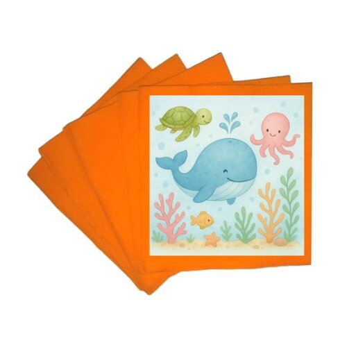 Guardanapo de Papel Personalizado Baleia Aquarela