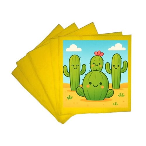 Guardanapo de Papel Personalizado Cactos Fofos