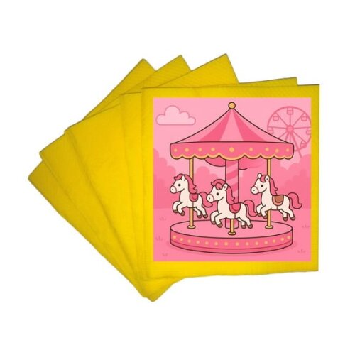 Guardanapo de Papel Personalizado Carrossel Rosa