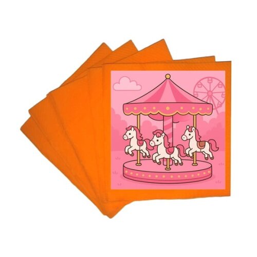 Guardanapo de Papel Personalizado Carrossel Rosa