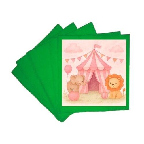 Guardanapo de Papel Personalizado Circo Rosa Aquarela