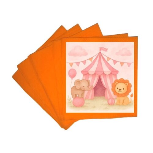 Guardanapo de Papel Personalizado Circo Rosa Aquarela