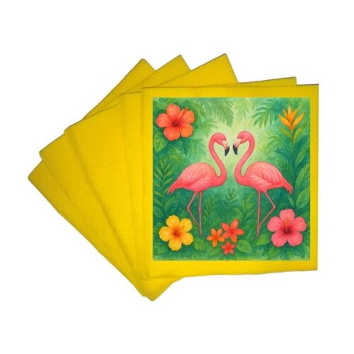 Guardanapo de Papel Personalizado Flamingo Aquarela