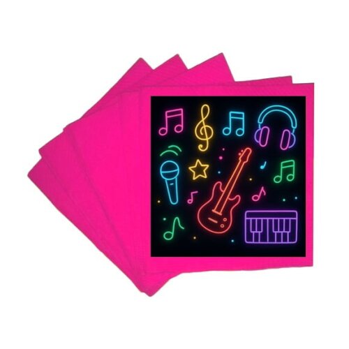Guardanapo de Papel Personalizado Neon Musical