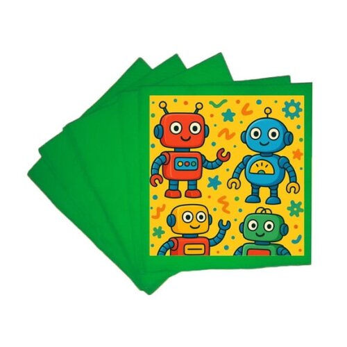 Guardanapo de Papel Personalizado Robôs Divertidos