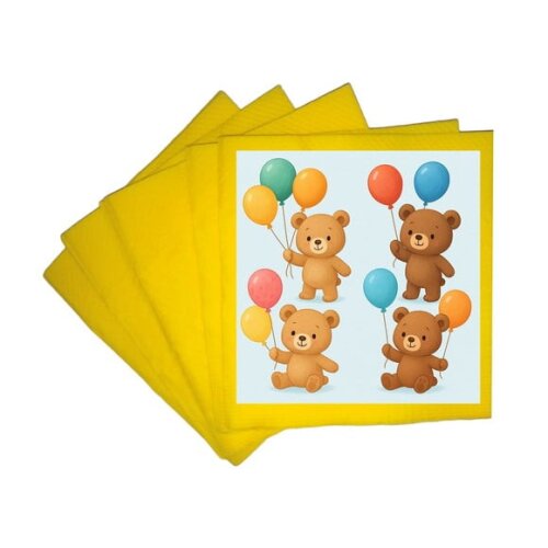 Guardanapo de Papel Personalizado Ursinhos com Balões