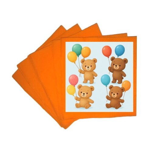 Guardanapo de Papel Personalizado Ursinhos com Balões