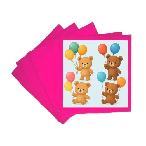 Guardanapo de Papel Personalizado Ursinhos com Balões