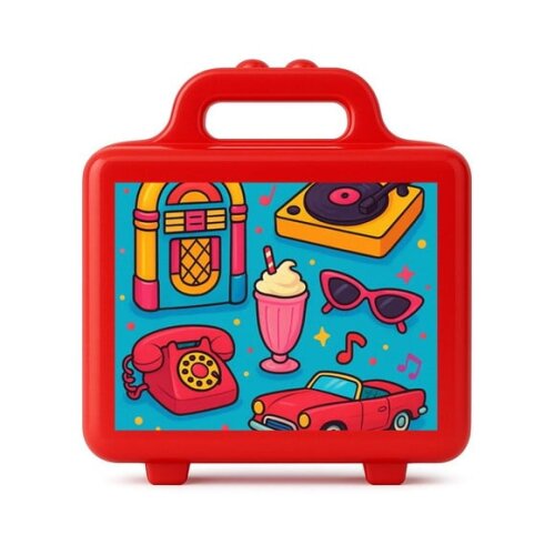 Maleta Plástica Personalizada 12x10cm Anos 50
