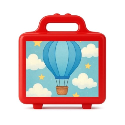 Maleta Plástica Personalizada 12x10cm Balão de Ar Azul