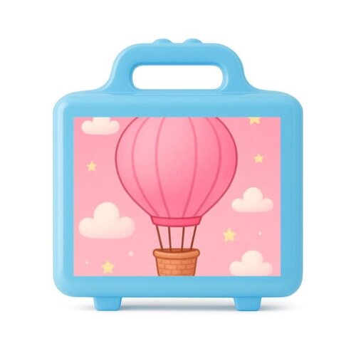 Maleta Plástica Personalizada 12x10cm Balão de Ar Rosa