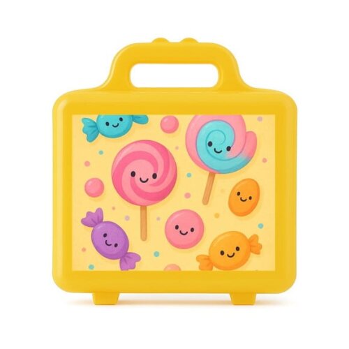 Maleta Plástica Personalizada 12x10cm Balas e Pirulitos