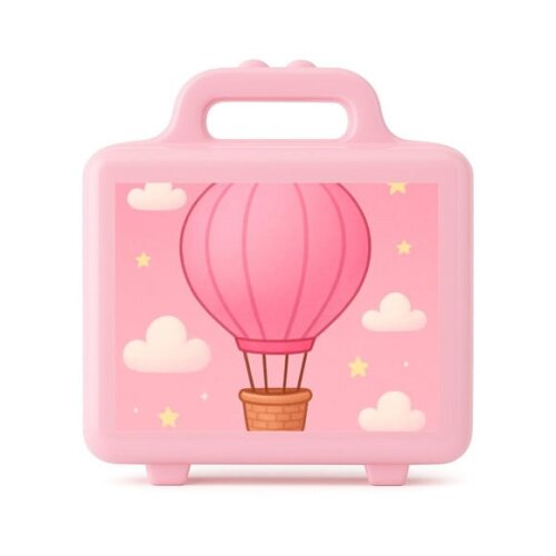 Maleta Plástica Personalizada 12x10cm Balão de Ar Rosa