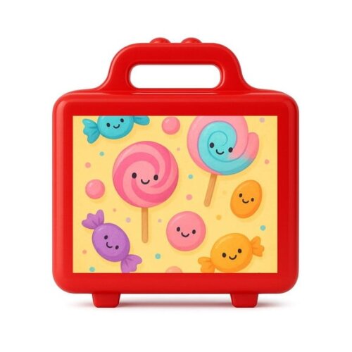 Maleta Plástica Personalizada 12x10cm Balas e Pirulitos