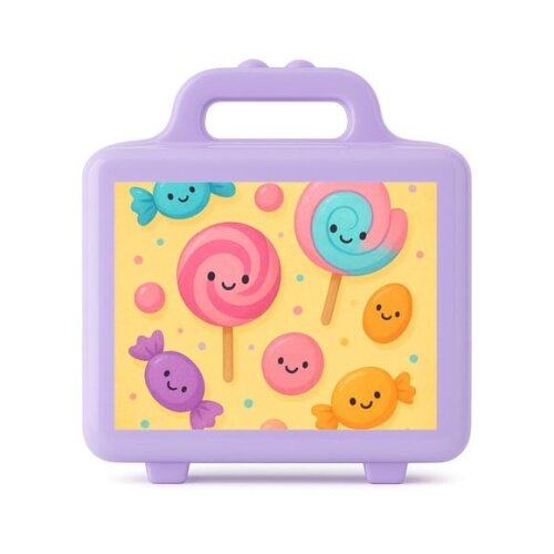 Maleta Plástica Personalizada 12x10cm Balas e Pirulitos